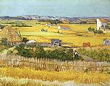 Vincent van Gogh Harvest at La Crau_ with Montmaiour in the Background painting